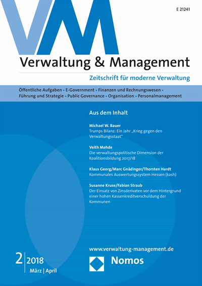 Cover der Ausgabe: VM Verwaltung & Management Jahrgang 24 (2018), Heft 2