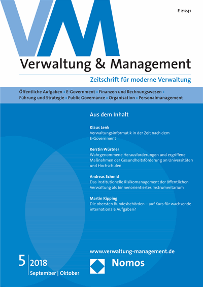 Cover der Ausgabe: VM Verwaltung & Management Jahrgang 24 (2018), Heft 5