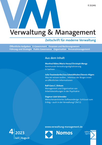 Cover der Ausgabe: VM Verwaltung & Management Jahrgang 29 (2023), Heft 4