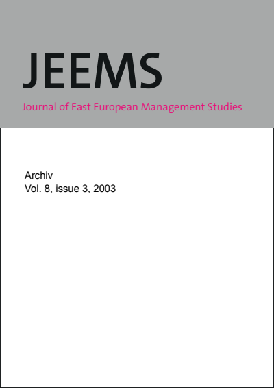 Cover of Volume: JEEMS Journal of East European Management Studies Volume 8 (2003), Edition 3