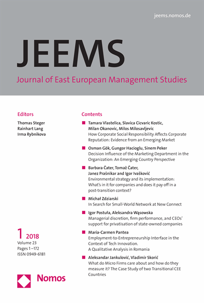Cover of Volume: JEEMS Journal of East European Management Studies Volume 23 (2018), Edition 1