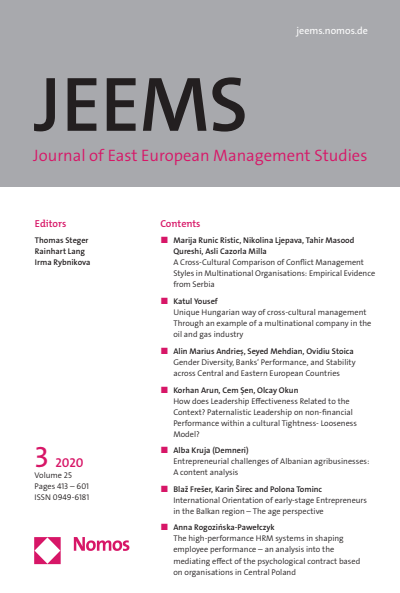 Cover of Volume: JEEMS Journal of East European Management Studies Volume 25 (2020), Edition 3