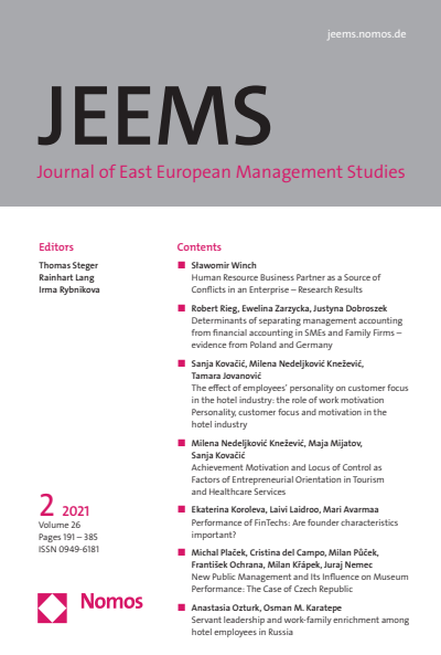 Cover of Volume: JEEMS Journal of East European Management Studies Volume 26 (2021), Edition 2