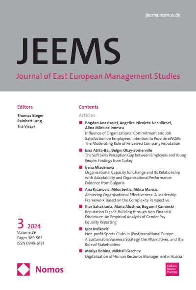 Cover der Ausgabe: JEEMS Journal of East European Management Studies Jahrgang 29 (2024), Heft 3
