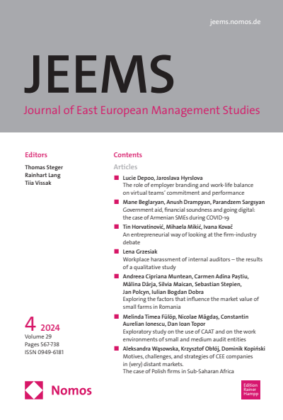 Cover der Ausgabe: JEEMS Journal of East European Management Studies Jahrgang 29 (2024), Heft 4