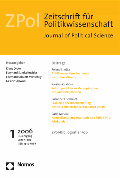 Cover der Ausgabe: ZPol Zeitschrift für Politikwissenschaft Jahrgang 16 (2006), Heft 1