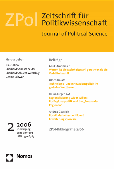Cover der Ausgabe: ZPol Zeitschrift für Politikwissenschaft Jahrgang 16 (2006), Heft 2