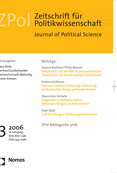 Cover der Ausgabe: ZPol Zeitschrift für Politikwissenschaft Jahrgang 16 (2006), Heft 3