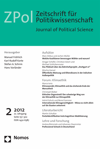 Cover der Ausgabe: ZPol Zeitschrift für Politikwissenschaft Jahrgang 22 (2012), Heft 2
