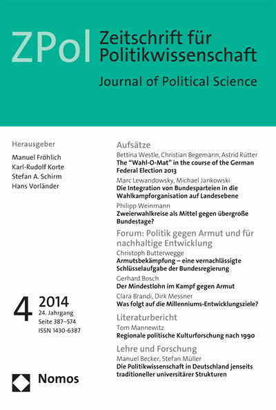 Cover der Ausgabe: ZPol Zeitschrift für Politikwissenschaft Jahrgang 24 (2014), Heft 4
