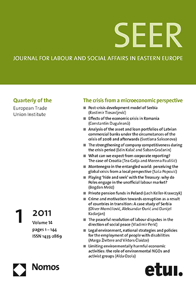 Cover of Volume: SEER Journal for Labour and Social Affairs in Eastern Europe Volume 14 (2011), Edition 1