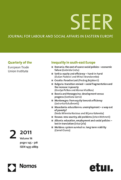 Cover of Volume: SEER Journal for Labour and Social Affairs in Eastern Europe Volume 14 (2011), Edition 2