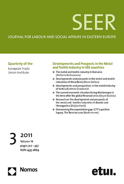 Cover of Volume: SEER Journal for Labour and Social Affairs in Eastern Europe Volume 14 (2011), Edition 3