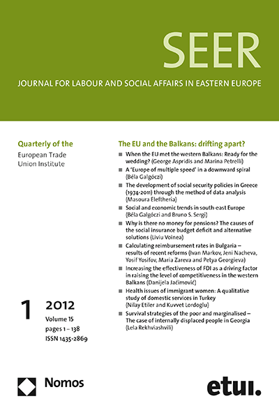 Cover of Volume: SEER Journal for Labour and Social Affairs in Eastern Europe Volume 15 (2012), Edition 1