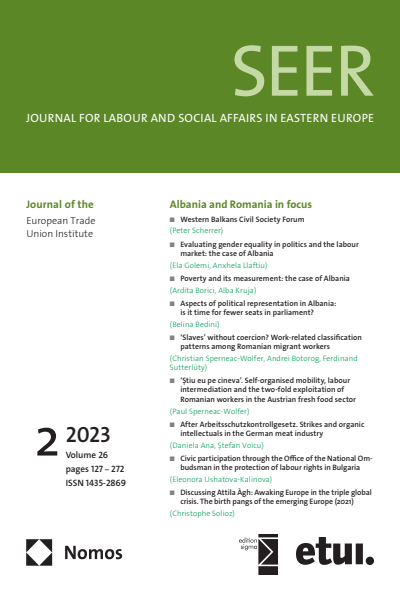 Cover der Ausgabe: SEER Journal for Labour and Social Affairs in Eastern Europe Jahrgang 26 (2023), Heft 2