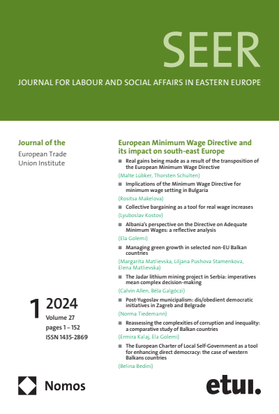 Cover of Volume: SEER Journal for Labour and Social Affairs in Eastern Europe Volume 27 (2024), Edition 1