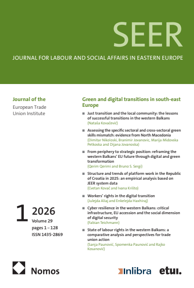 Cover der Ausgabe: SEER Journal for Labour and Social Affairs in Eastern Europe Jahrgang 29 (2026), Heft 1