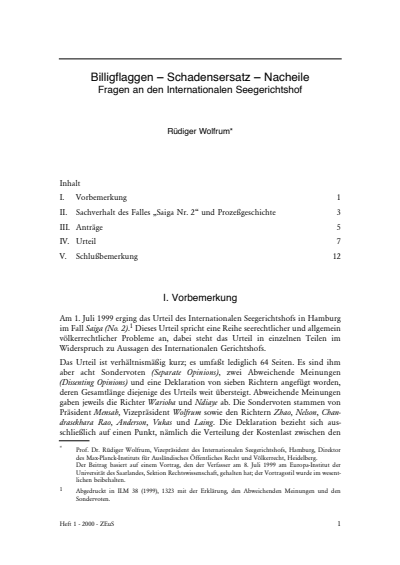 Cover der Ausgabe: ZEuS Zeitschrift für Europarechtliche Studien Jahrgang 3 (2000), Heft 1