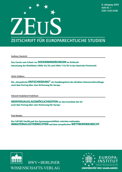 Cover der Ausgabe: ZEuS Zeitschrift für Europarechtliche Studien Jahrgang 8 (2005), Heft 1