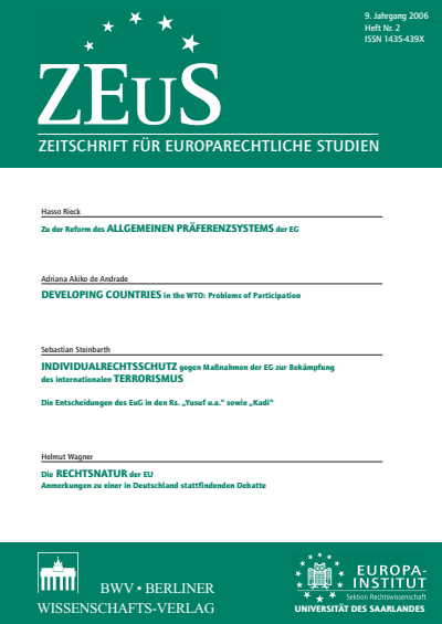 Cover der Ausgabe: ZEuS Zeitschrift für Europarechtliche Studien Jahrgang 9 (2006), Heft 2