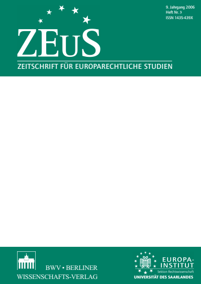 Cover der Ausgabe: ZEuS Zeitschrift für Europarechtliche Studien Jahrgang 9 (2006), Heft 3