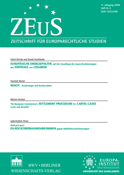 Cover of Volume: ZEuS Zeitschrift für Europarechtliche Studien Volume 11 (2008), Edition 4