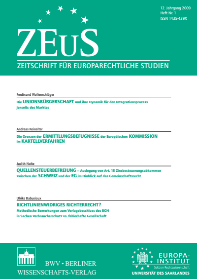 Cover of Volume: ZEuS Zeitschrift für Europarechtliche Studien Volume 12 (2009), Edition 1