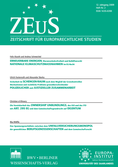 Cover of Volume: ZEuS Zeitschrift für Europarechtliche Studien Volume 12 (2009), Edition 2