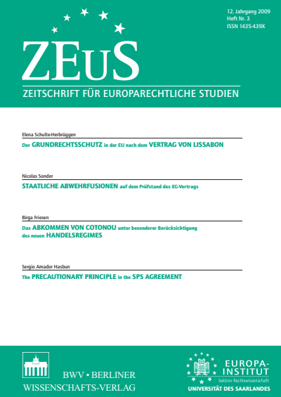 Cover of Volume: ZEuS Zeitschrift für Europarechtliche Studien Volume 12 (2009), Edition 3