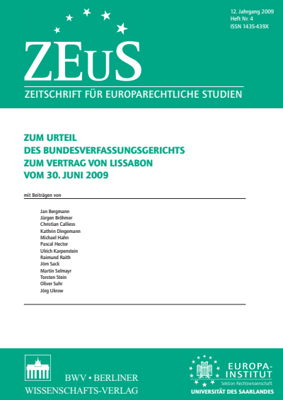 Cover of Volume: ZEuS Zeitschrift für Europarechtliche Studien Volume 12 (2009), Edition 4