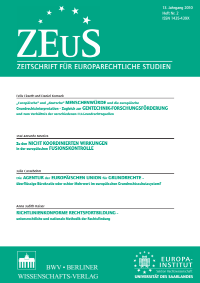 Cover of Volume: ZEuS Zeitschrift für Europarechtliche Studien Volume 13 (2010), Edition 2