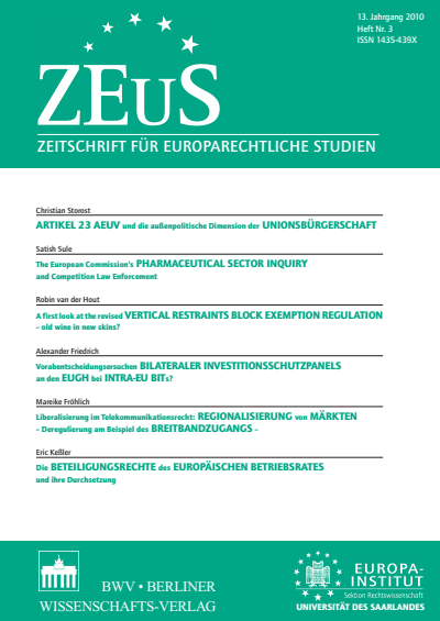 Cover of Volume: ZEuS Zeitschrift für Europarechtliche Studien Volume 13 (2010), Edition 3