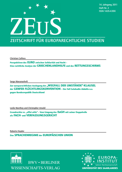 Cover of Volume: ZEuS Zeitschrift für Europarechtliche Studien Volume 14 (2011), Edition 2
