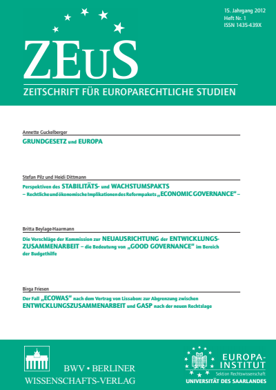 Cover of Volume: ZEuS Zeitschrift für Europarechtliche Studien Volume 15 (2012), Edition 1