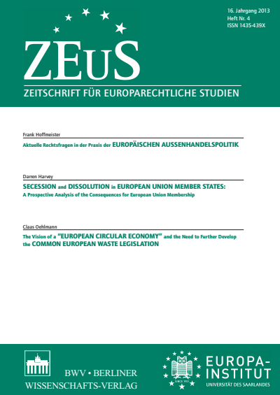 Cover of Volume: ZEuS Zeitschrift für Europarechtliche Studien Volume 16 (2013), Edition 4
