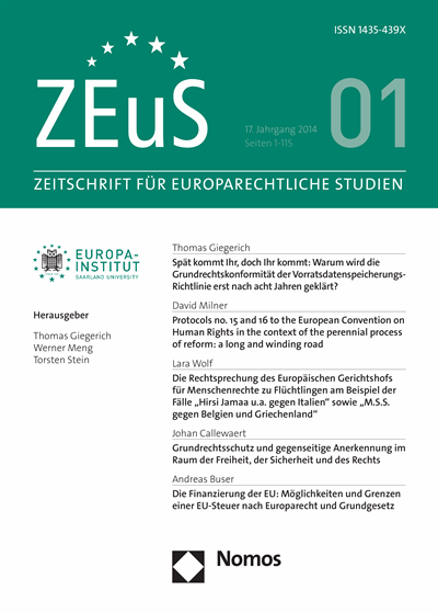 Cover of Volume: ZEuS Zeitschrift für Europarechtliche Studien Volume 17 (2014), Edition 1