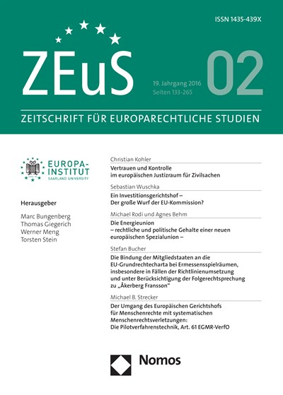 Cover of Volume: ZEuS Zeitschrift für Europarechtliche Studien Volume 19 (2016), Edition 2