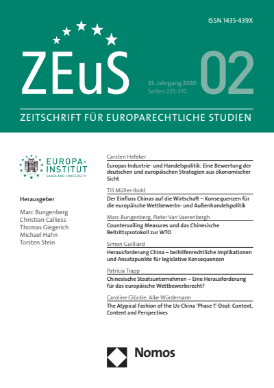 Cover of Volume: ZEuS Zeitschrift für Europarechtliche Studien Volume 23 (2020), Edition 2