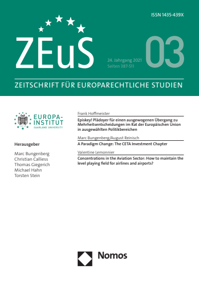Cover of Volume: ZEuS Zeitschrift für Europarechtliche Studien Volume 24 (2021), Edition 3