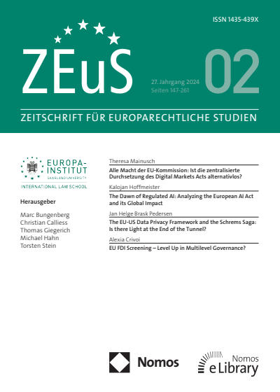 Cover der Ausgabe: ZEuS Zeitschrift für Europarechtliche Studien Jahrgang 27 (2024), Heft 2