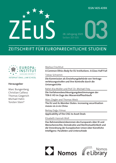 Cover der Ausgabe: ZEuS Zeitschrift für Europarechtliche Studien Jahrgang 28 (2025), Heft 3