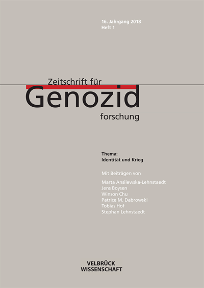 Cover of Volume: ZfGen Zeitschrift für Genozidforschung Volume 16 (2018), Edition 1