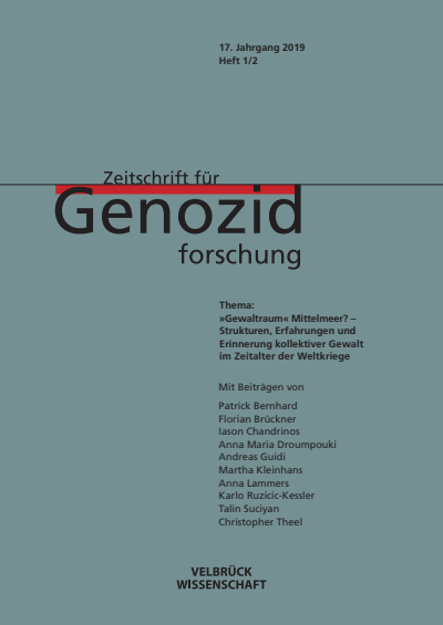 Cover der Ausgabe: ZfGen Zeitschrift für Genozidforschung Jahrgang 17 (2019), Heft 1-2