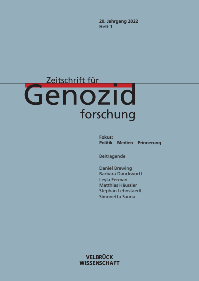 Cover of Volume: ZfGen Zeitschrift für Genozidforschung Volume 20 (2022), Edition 1