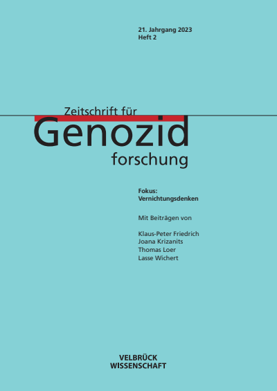Cover of Volume: ZfGen Zeitschrift für Genozidforschung Volume 21 (2023), Edition 2