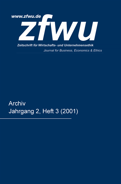 Cover der Ausgabe: zfwu Zeitschrift für Wirtschafts- und Unternehmensethik Jahrgang 2 (2001), Heft 3