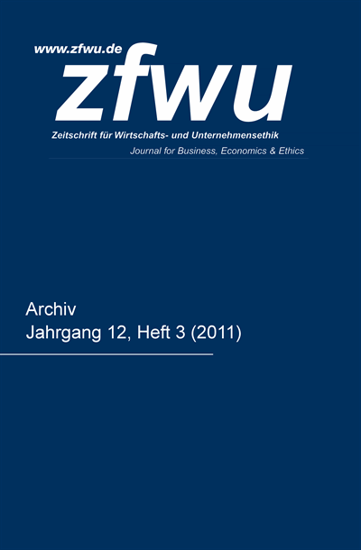 Cover der Ausgabe: zfwu Zeitschrift für Wirtschafts- und Unternehmensethik Jahrgang 12 (2011), Heft 3
