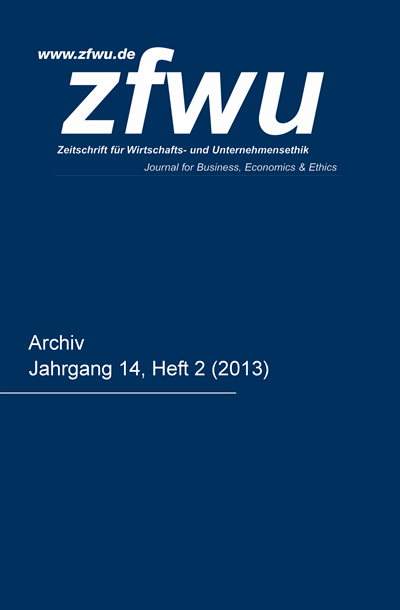 Cover der Ausgabe: zfwu Zeitschrift für Wirtschafts- und Unternehmensethik Jahrgang 14 (2013), Heft 2