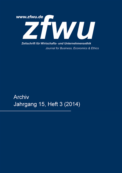 Cover of Volume: zfwu Zeitschrift für Wirtschafts- und Unternehmensethik Volume 15 (2014), Edition 3