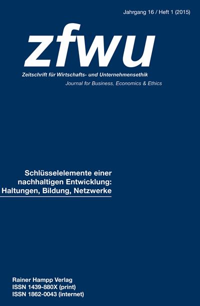 Cover of Volume: zfwu Zeitschrift für Wirtschafts- und Unternehmensethik Volume 16 (2015), Edition 1